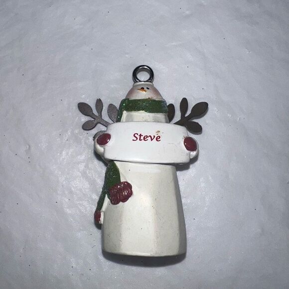Rustic Snowman Angel “Steve” Christmas Tree Ornament - Picture 3 of 5